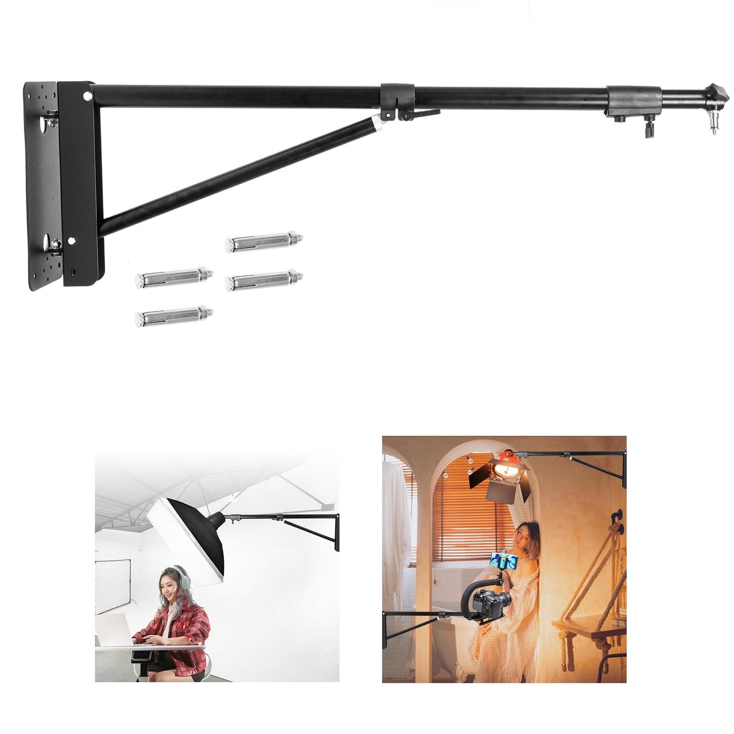 Wall Mountable Triangular Boom, Extendable to 135cm