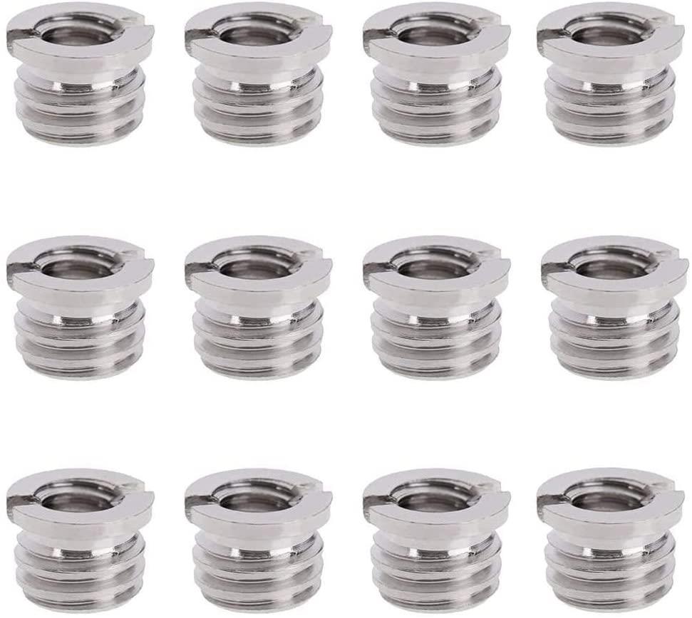 12x Screw Adapter 1/4" to 3/8" Convert Screw Thread Adapter Camera Spigot Convert Mount for Tripod, Monopod, Ball Head, Stand and LED Video light