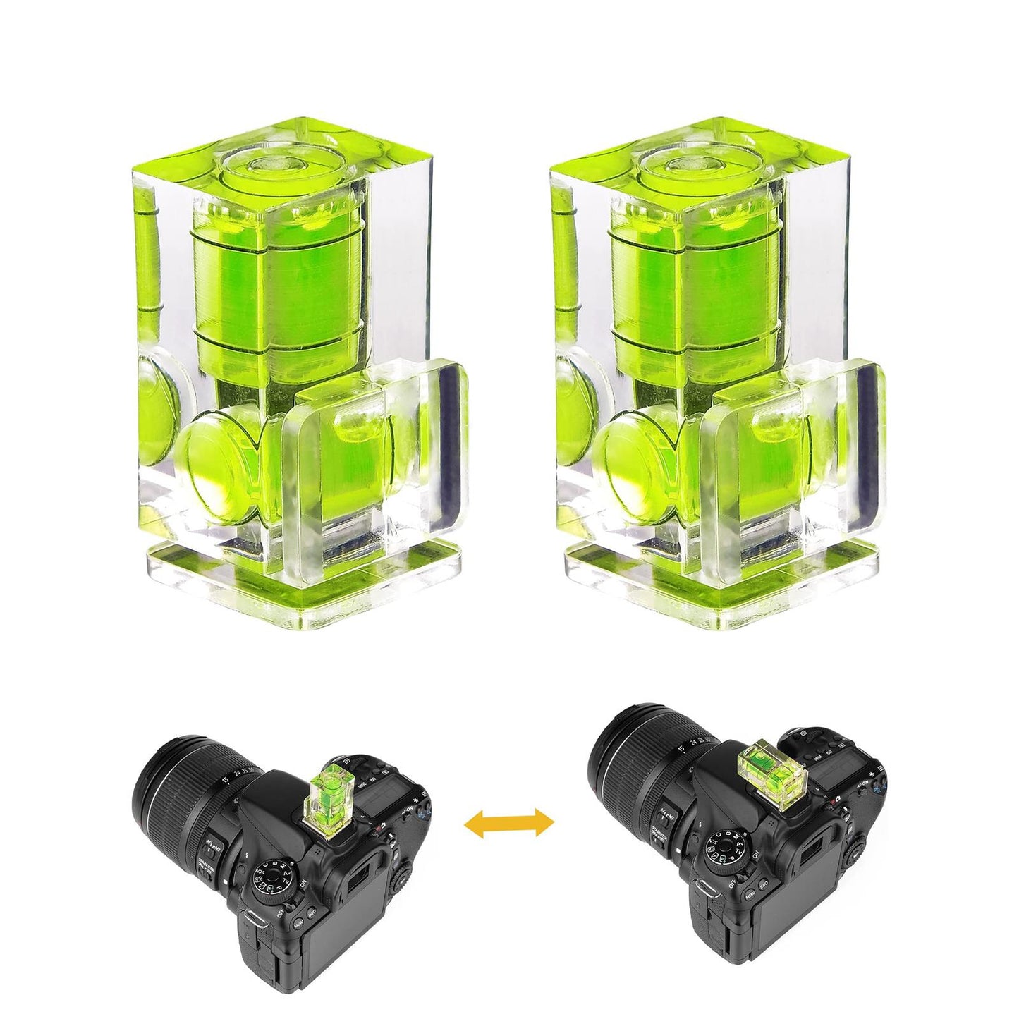 Camera Spirit Level 2-Axis Bubble Hot Shoe Flash Hot Shoe, Fit Almost All Photography DSLR SLR Camera