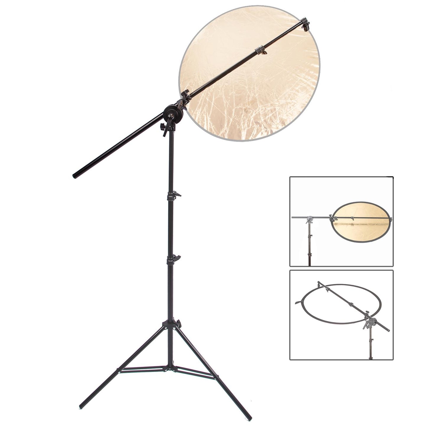 Studio Video Reflector Holder Arm Kit with Light Stand, 174cm Telescopic Crossbar with Clamp, 200cm Adjustable Light Stand for Product Shooting Portrait Photography