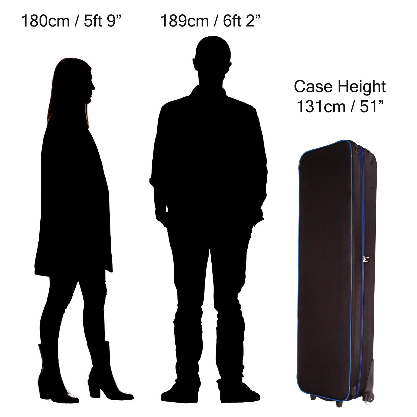 BOLLUMA Photography C Stand Carry Bag Case with Handle and Wheels, 54"x14"x8.2" Roller Flight Case Equipment Protective Trolley Case Bag for Century Stand Light Stand, Umbrella, Softbox, Flash