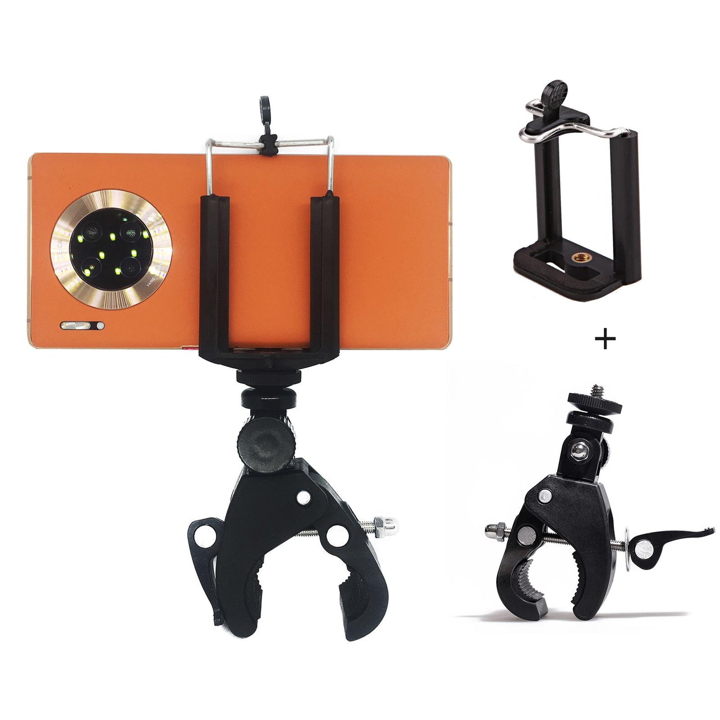 Cell Phone Tripod Mount Adapter Clip Holder and Camera Super Clamp, Universal Quick Release Pipe Bar Clamp Mounts for Tripods Stands Microphone Stands Any Pipe or Bar