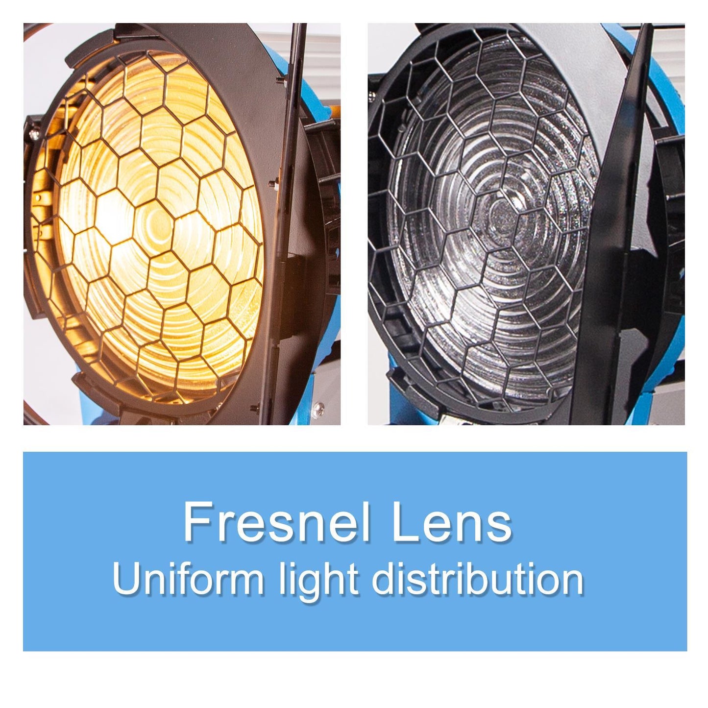 1000W Fresnel Tungsten Spotlights x2 & Spring Cushioned Stands, Wheels