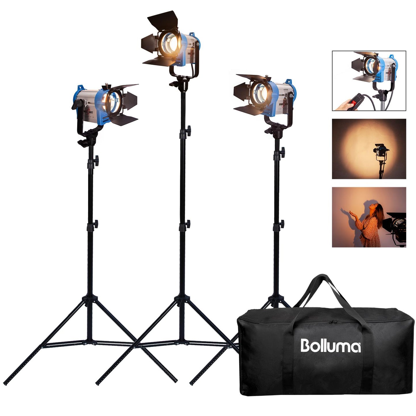 150W Tungsten Spotlight x3 & Stands, Equipment Bag