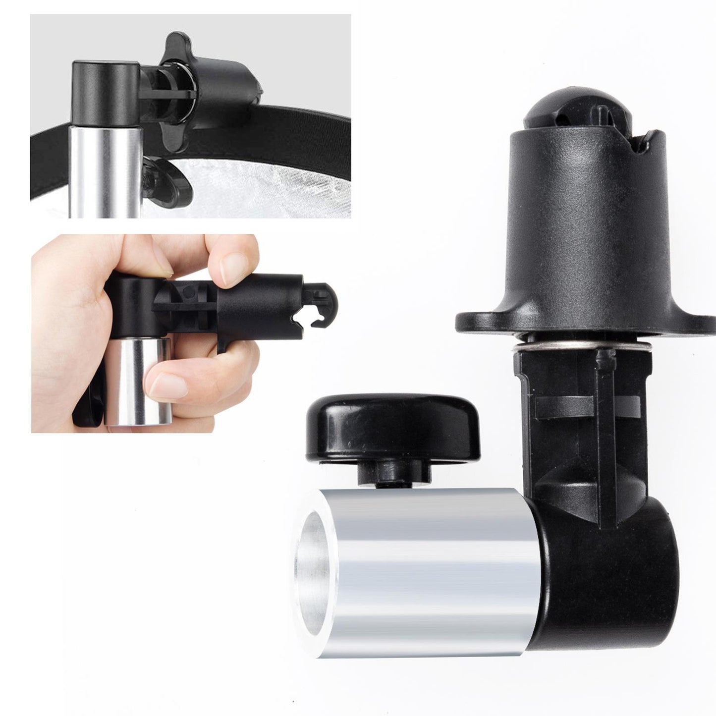 Studio Reflector Clip Clamp Holder Photography Photo Backgrounds Backdrops Circular Oval Reflector Disc Holding Clip, Mountable on Light Stand Tripod, for Photo and Video Studio