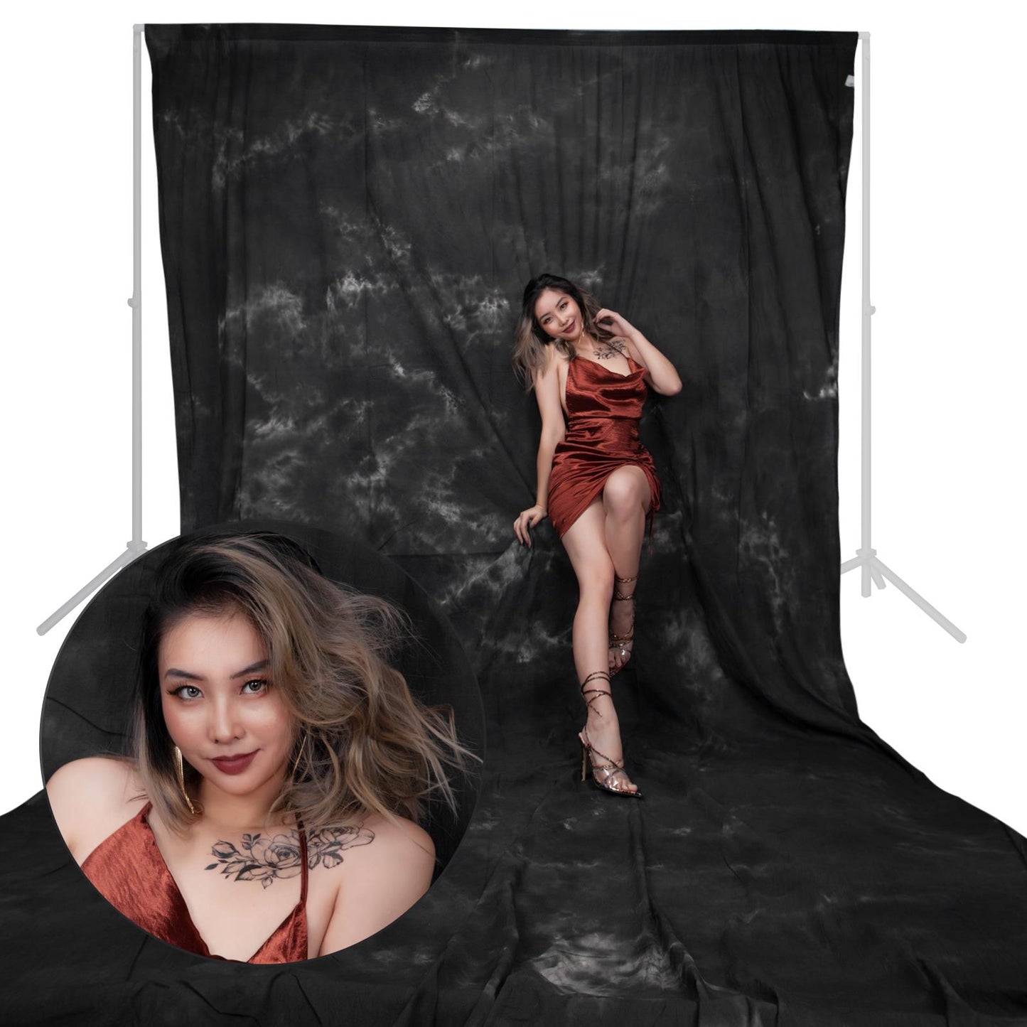 3x6m Mottle Muslin Backdrop - Slate Grey