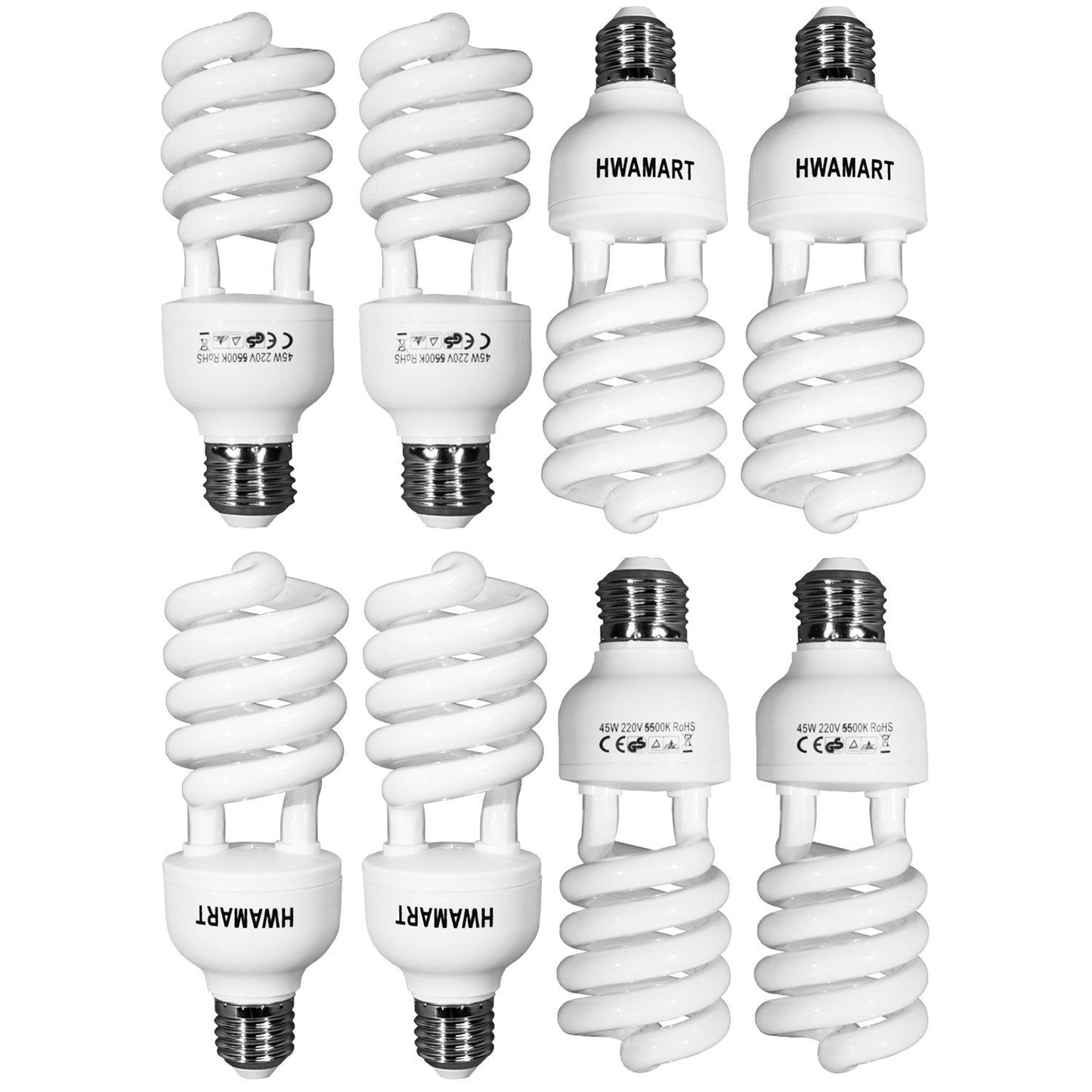 45W CFL Spiral Light Bulb x8