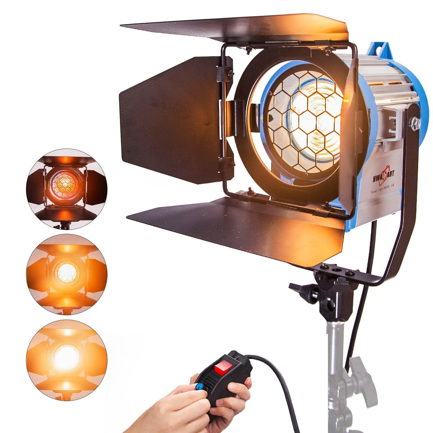 300/500W Studio Fresnel Spotlight, Dimmable, Including 300W and 500W Bulb, GY9.5