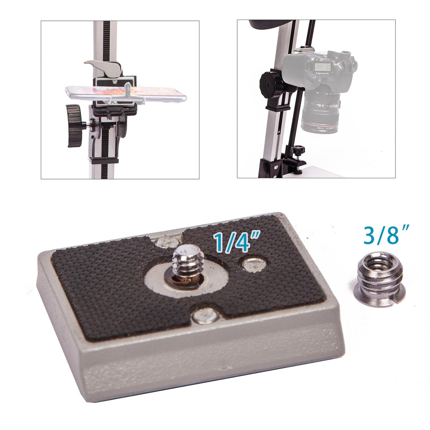 HWAMART Macro Copy Stand with Adjustable Arms, Base, 28'' Column, Quick Release Mount and 45w 5500k Bulbs, Mini Light Stand for Photo Video Macro Shoot