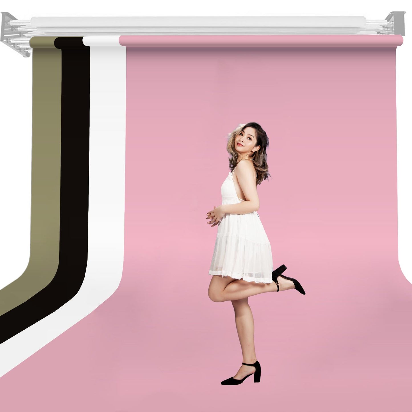 BOLLUMA 2.72x10M Background Paper - White, Green, Black, Pink