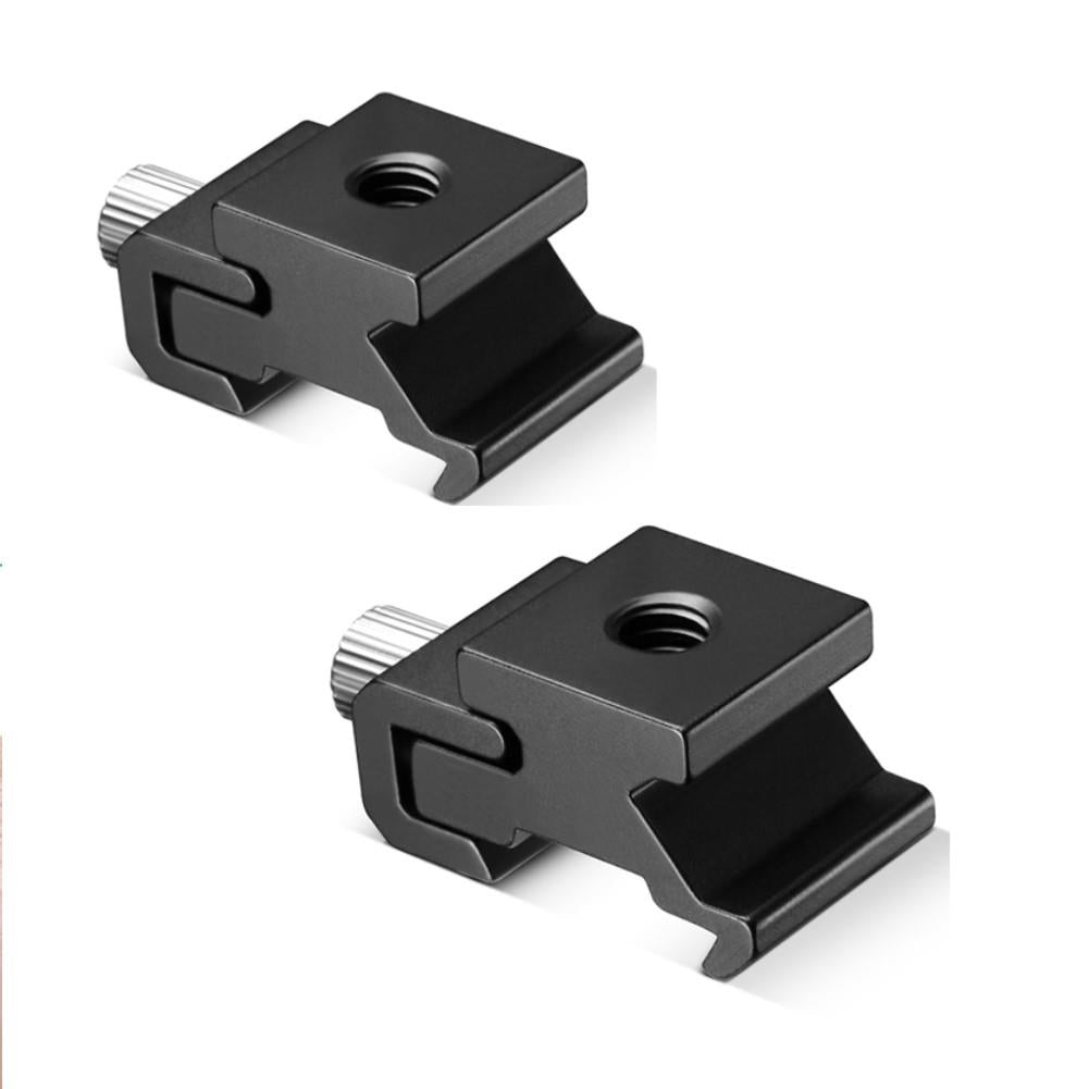 Black Metal Cold Shoe Flash Stand Adapter with 1/4-inch -20 Tripod Screw, Flash Bracket Camera Shoe Mount Adapter for Light Stand Tripod, Flash and Speedlite, 2 Packs
