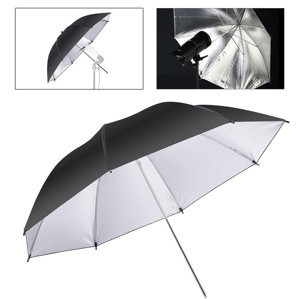 2 x 43" (109cm) Professional Umbrellas, 1x Diffuser, 1x Silver Reflector