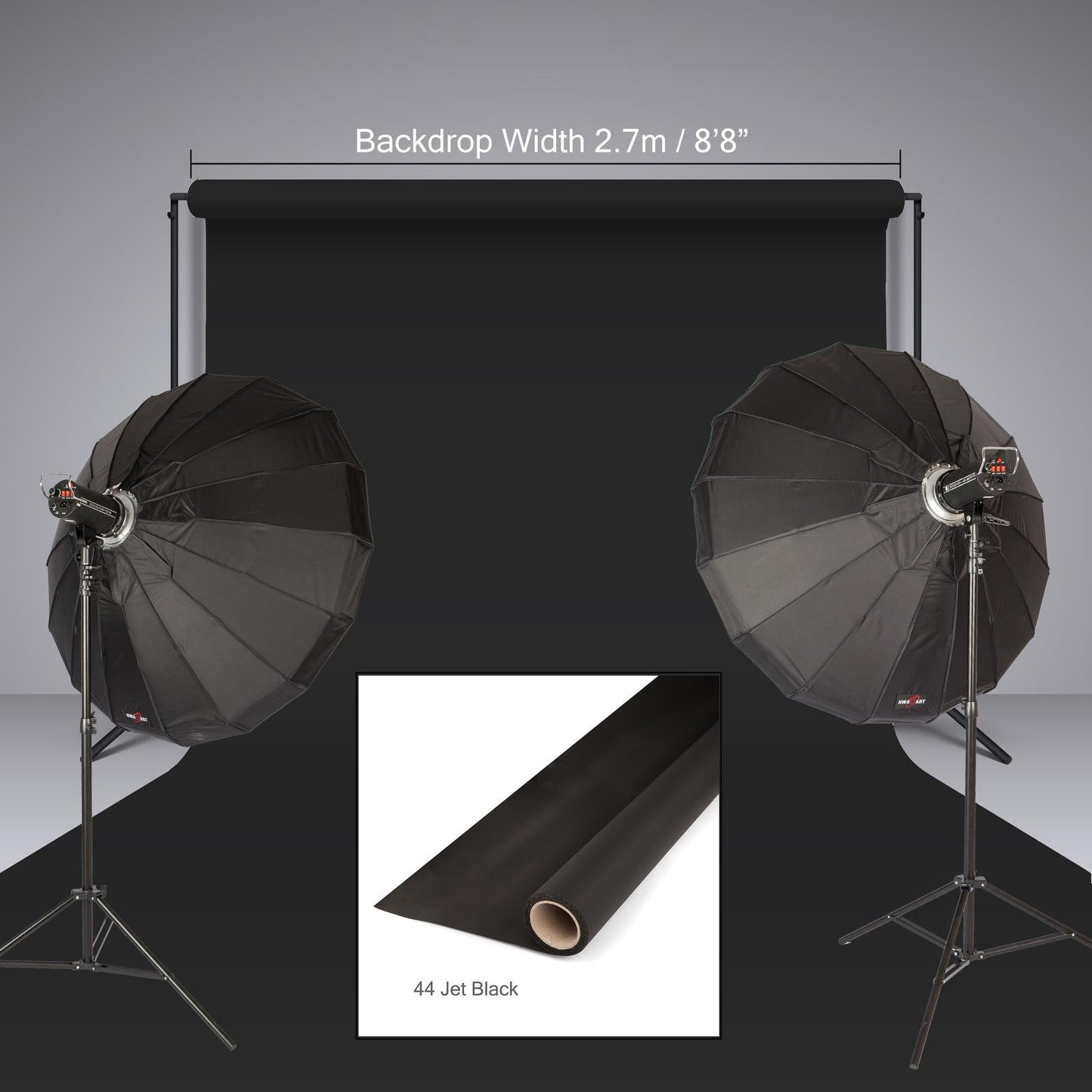 Seamless Paper Background, 44 - Jet Black, 2.72 x 10m