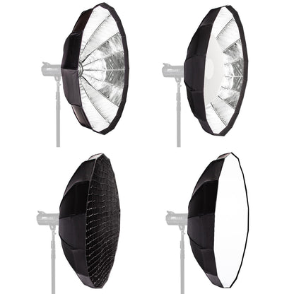 Easy Open 80cm Umbrella Softbox/Speedbox, Bowens Mount, Silver Reflector, Plus Honeycomb Grid,