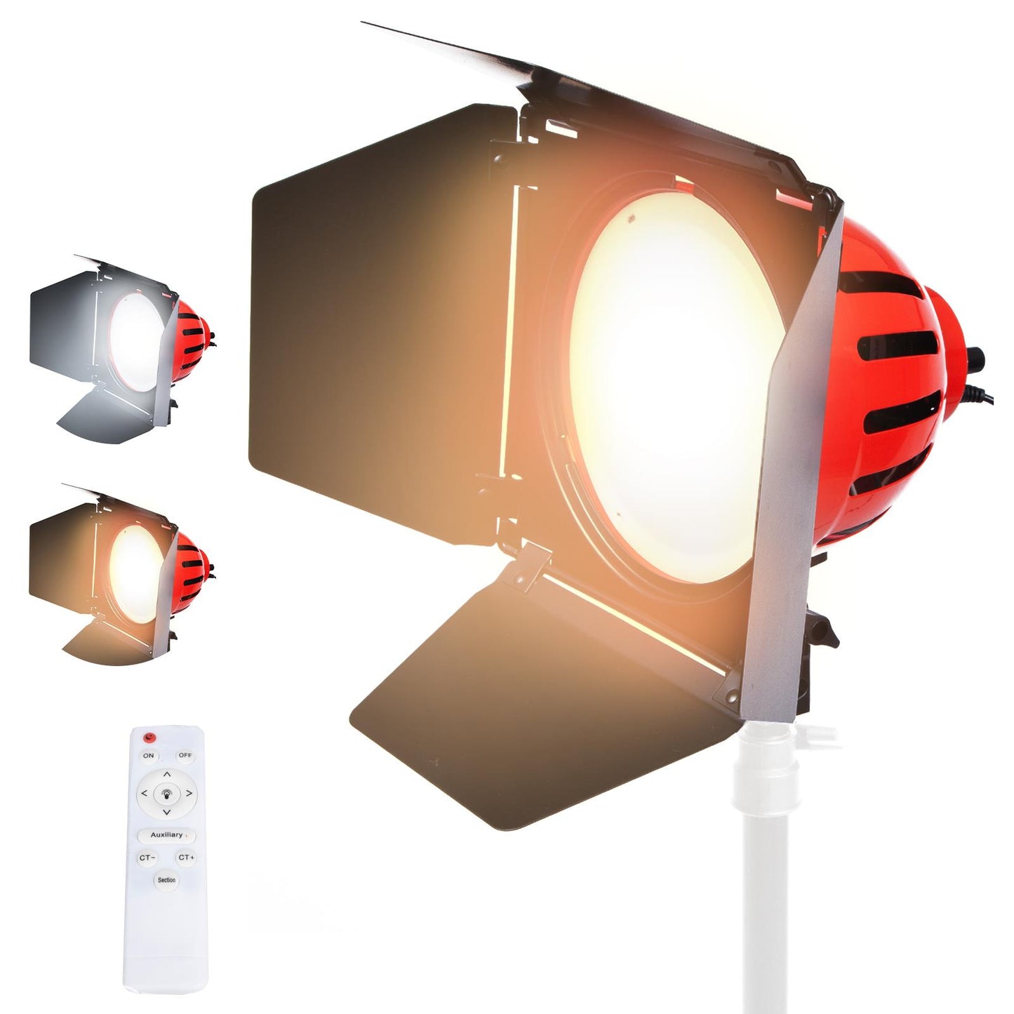 BOLLUMA Bi-color LED Video Studio Red Head Spotlight with Remote Control, 50W 3000K-6000K Dimmable Continuous LED Video Light, Fill Light for Portrait Photography Film Shooting