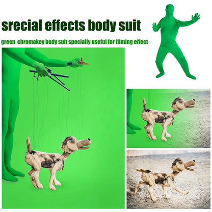 Chromakey Greenscreen Full Bodysuit + Mask + 2pcs Gloves