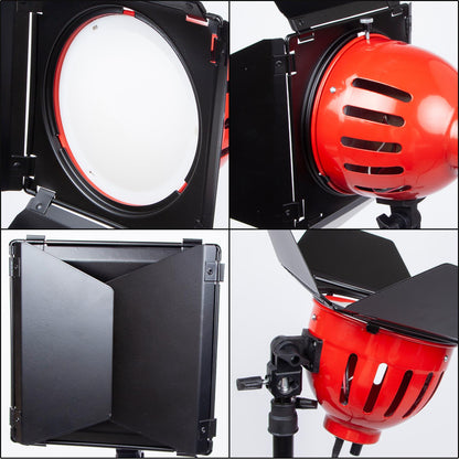 3x50W Photography Red Head Spotlight Bi-color Video Lighting Continuous Red Head Light with Light Stand and Carry Bag, Background Lighting for Portrait Photography Film Shooting Adverts, Dimmable