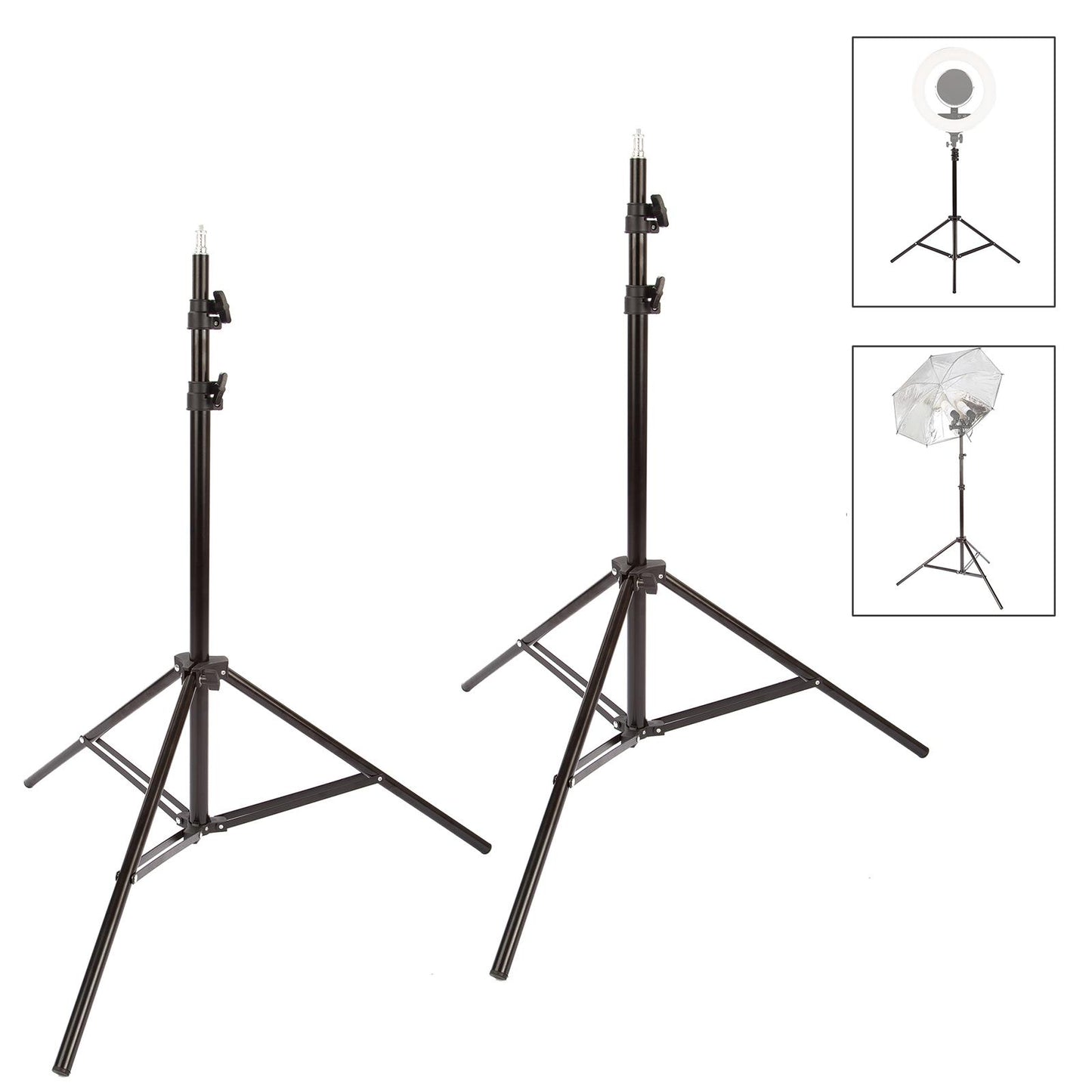 2x Heavy Duty 2m Light Stand