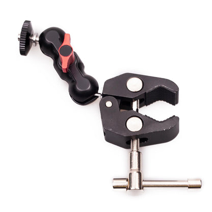 Clamp Mount with Super Clamp and 360 Degree Rotating Mini Ball Head, Cool Ballhead Arm Super Clamp Mount Multi-Function Double Ball Adapter with Bottom Clamp