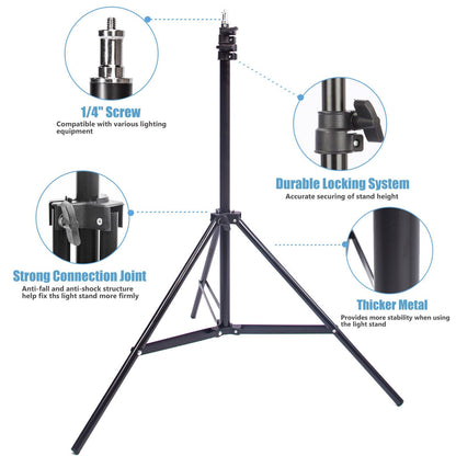 Flash Tripod Mount Kit, Including Light Stand, Hot Shoe Mount and 2x 84cm Umbrellas (White/Silver)