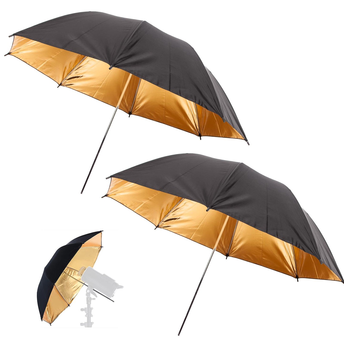 2x 33" (84cm) Professional Umbrella with Gold Reflector