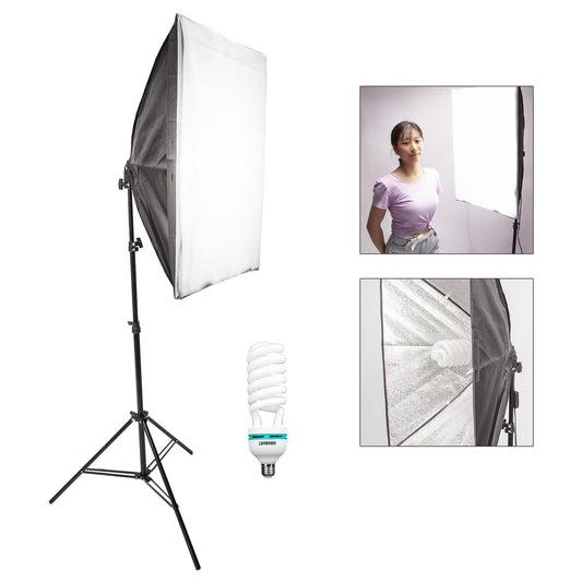 Film Light Kit, Softbox Support System with Light Stand 135W Photography Daylight Bulb, for Microfilm Portrait Shooting Fashion Photo Shoots Still Life Shots Vlog