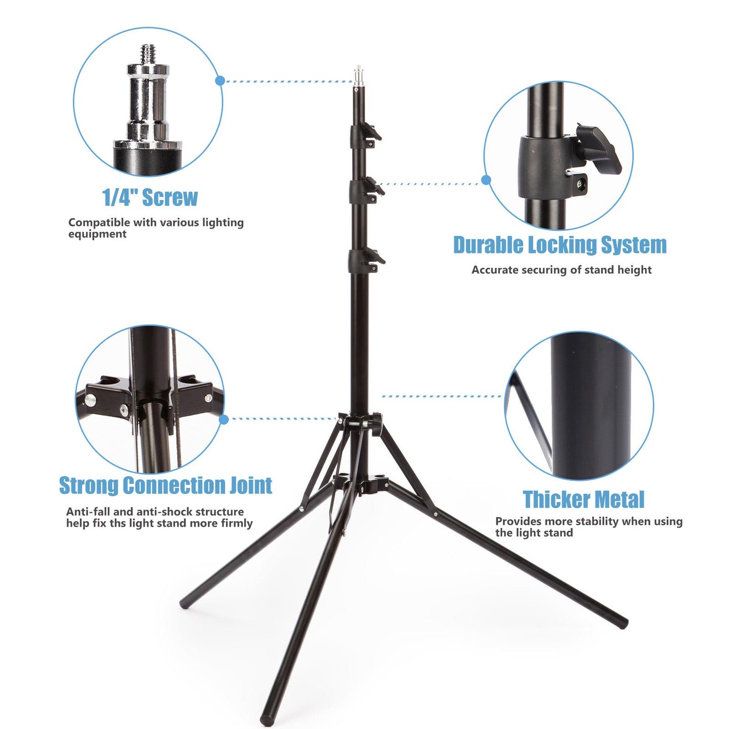 2x Reverse Foldable Ultra-Portable 1.8m Light Stand