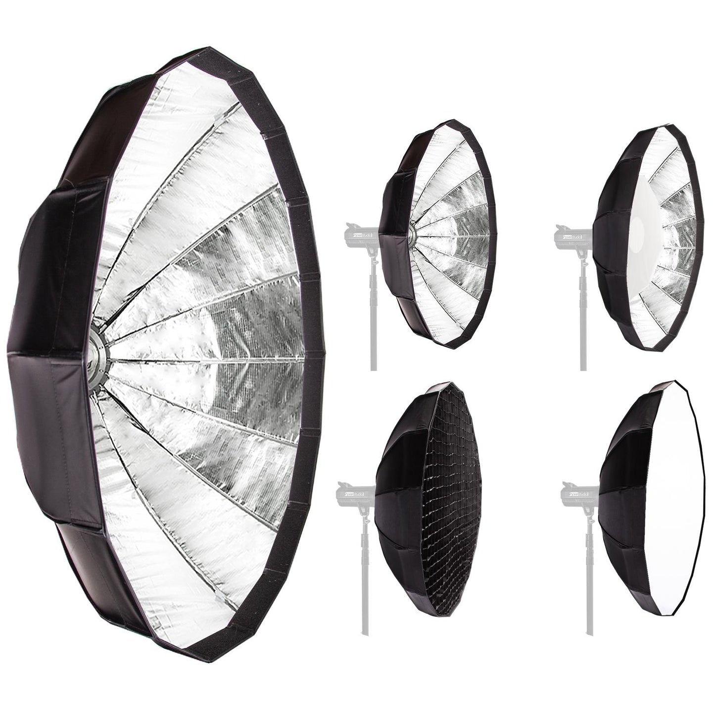 Easy Open 80cm Umbrella Softbox/Speedbox, Bowens Mount, Silver Reflector, Plus Honeycomb Grid,