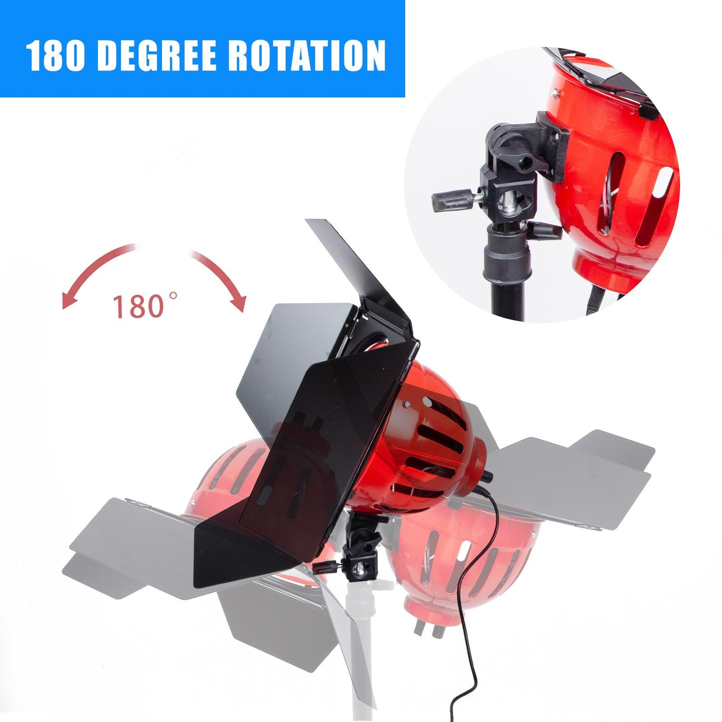 Photo Video Bi-color Lighting Kit, 50W Red Head Continuous Outdoor Spotlight with Light Stand, 3000K-6500K Dimmable for Films Adverts News Coverage Background Lighting Product Photography, 1 Set