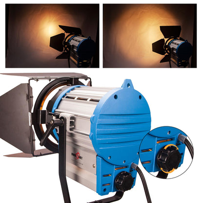 1000W Fresnel Spotlight, Including Bulbs and 3m Spring Cushioned Stand