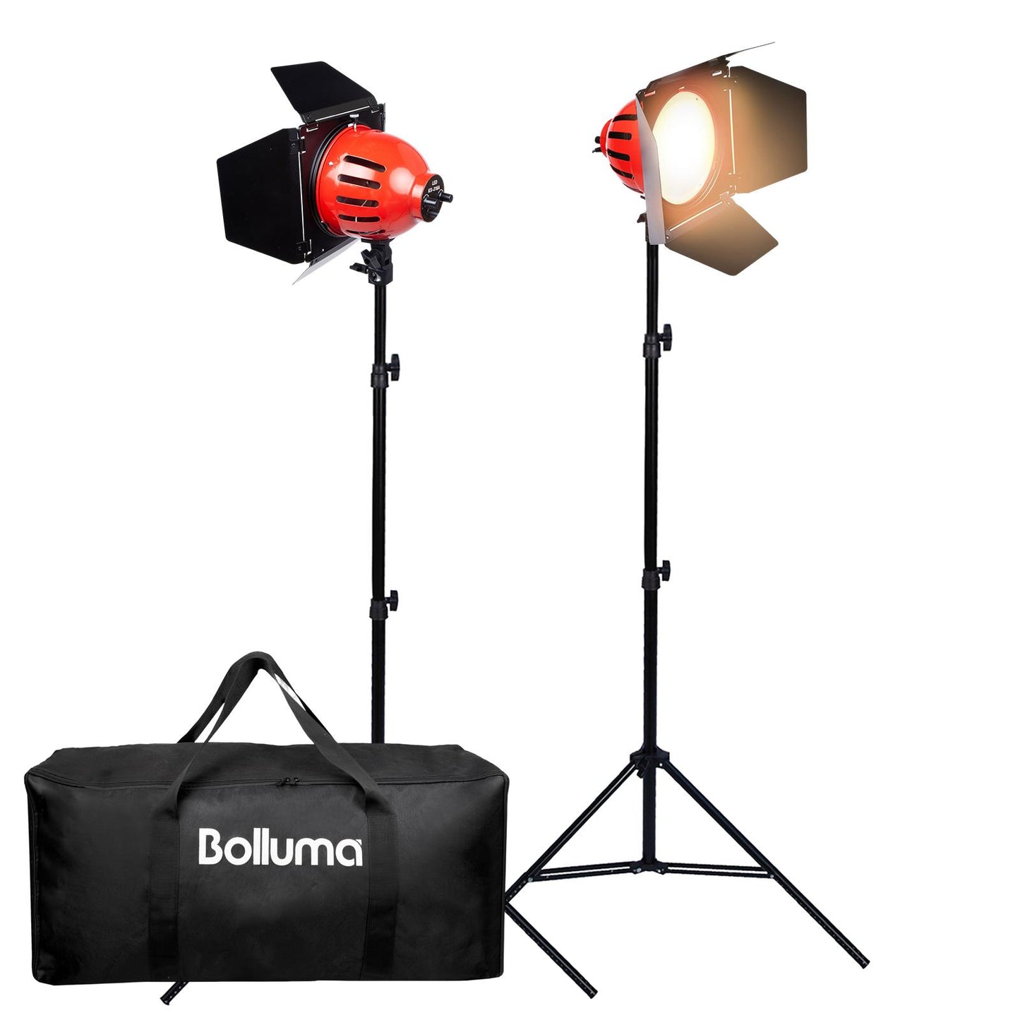 Video Studio Continuous Red Head Light with Light Stand and Carry Bag, 50W 3000K-6500K Bi-color Video Light for Film Advert New Coverage Background Lighting Product Photography, 2 Sets with Dimmer