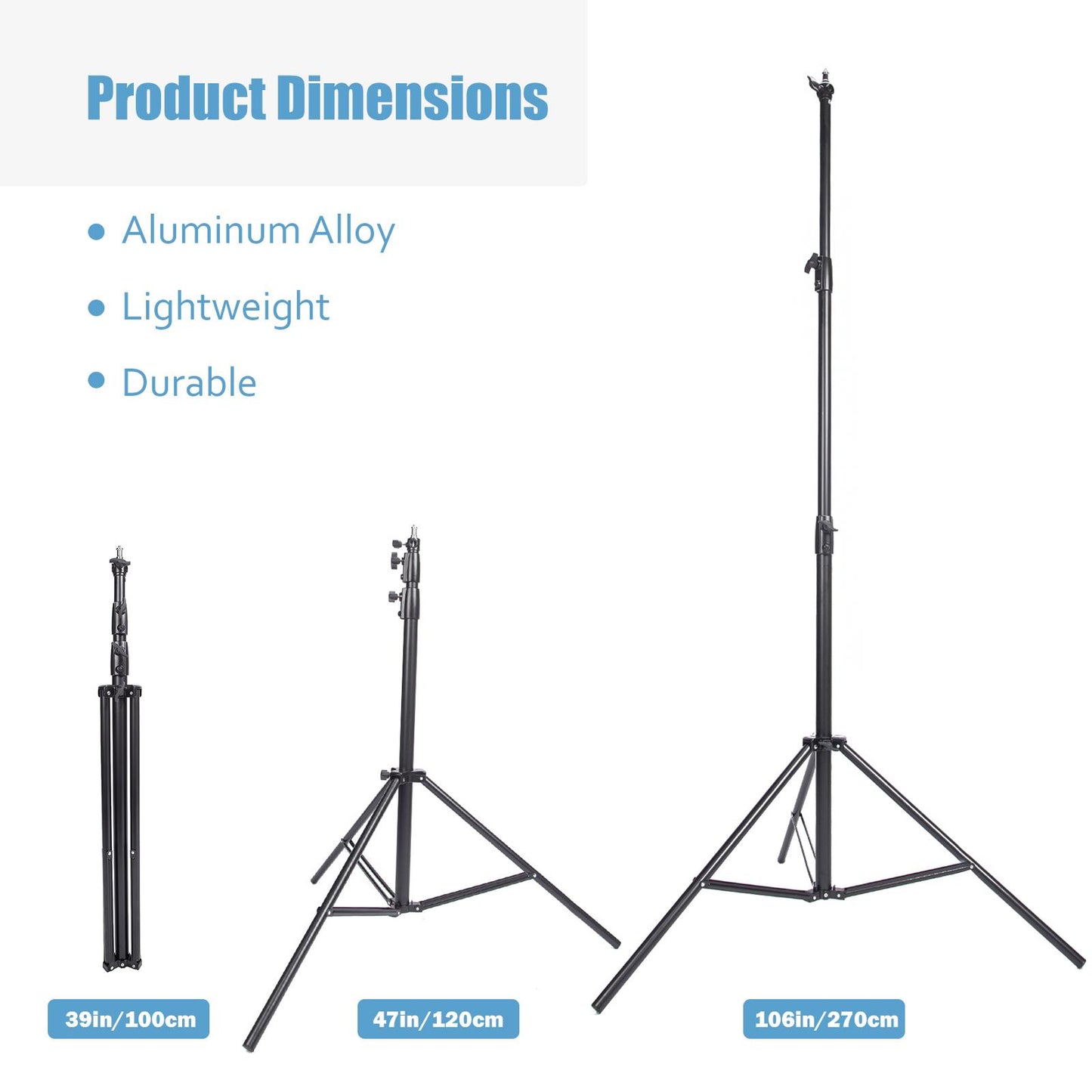 2.7m Spring Cushioned Stand, Heavy Duty, with Multifunction Adaptor