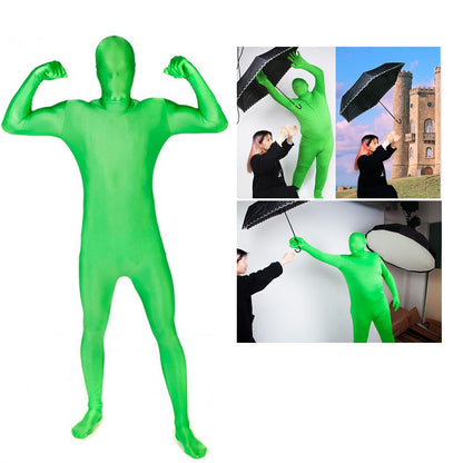 Chromakey Greenscreen Full Bodysuit + Mask + 2pcs Gloves