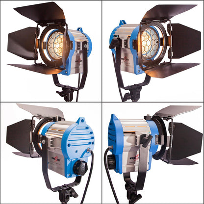 300/500W Fresnel Tungsten Spotlight x3 & Stands, Equipment Bag, Gels