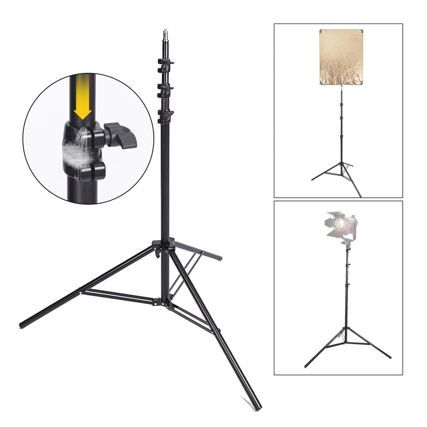 Air Cushioned Light Stand, 230cm Adjustable Sturdy Tripod Stand for Reflector, Softbox, Light, Umbrella, Portable Lightweight Photography Video Studio