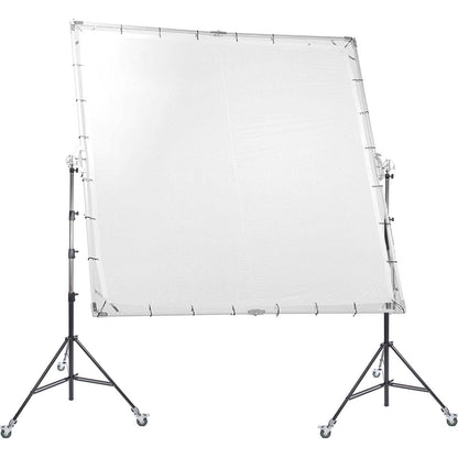 3.6x3.6M Sun-Scrim Butterfly Kit with 2x 4m Heavy Duty Wheeled Light Stand and C Stand Grip Head, for Photo Video Film Photography, Shooting Large Size Product