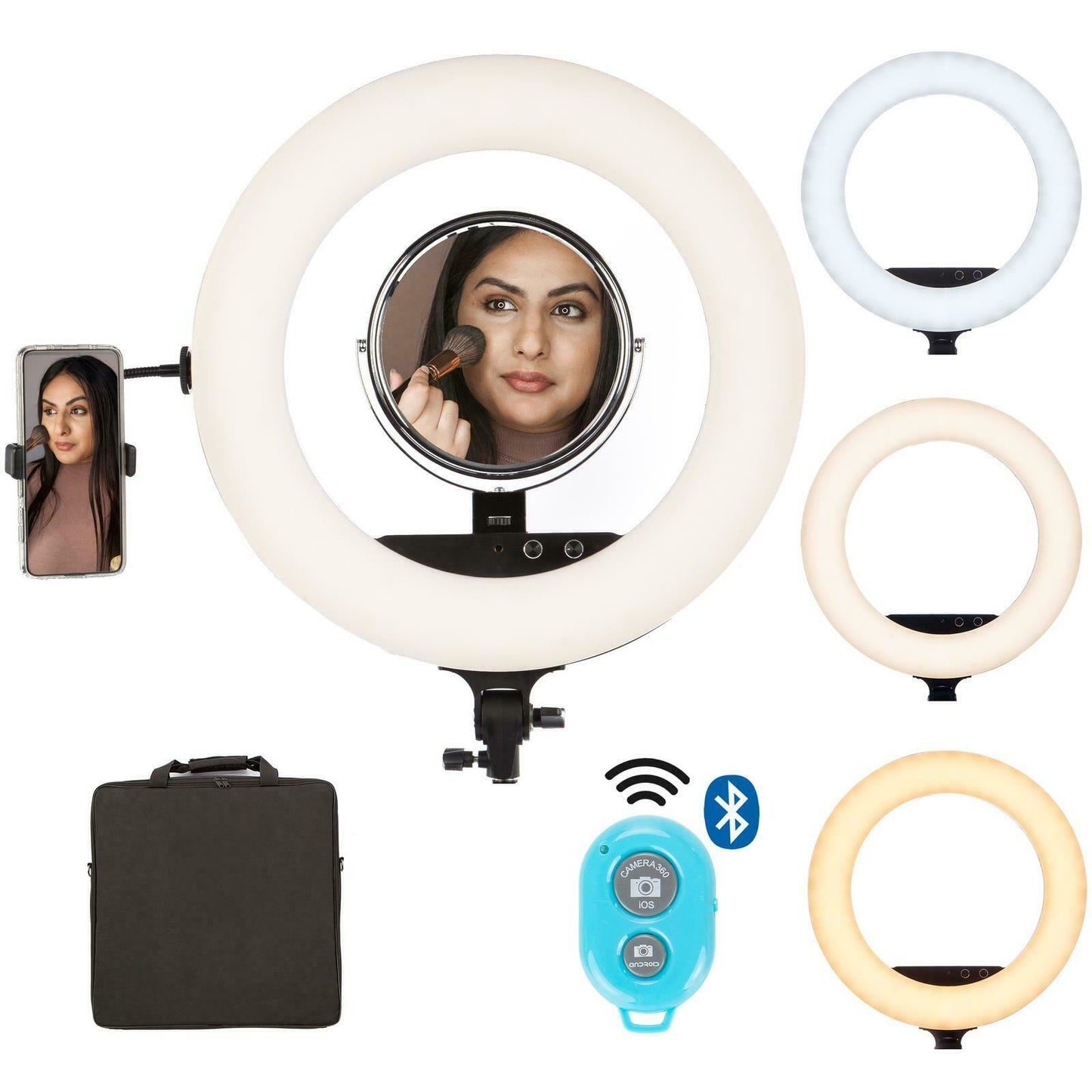 LED Ring Light 18" Camera Selfie Ring Light Kit, Dimmable 48W Ultra Bright Photography Light with Mirror Phone Mount Wireless Remote Carry Bag, for Live Streaming Makeup YouTube Video TikTok Vlogging