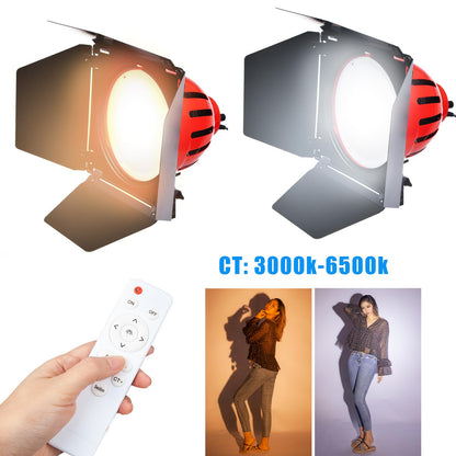 BOLLUMA Bi-color LED Video Studio Red Head Spotlight with Remote Control, 50W 3000K-6000K Dimmable Continuous LED Video Light, Fill Light for Portrait Photography Film Shooting