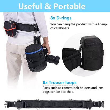 Durable Camera Waist Belt with D-Rings | Hands-Free Photography Solution, Waterproof & Lightweight