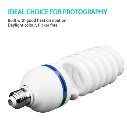 6X Photo Studio 55W = 150W E27 5500K Daylight Bulb, 5500K Light Bulb Lamp Bulbs 220V for Photography Lighting