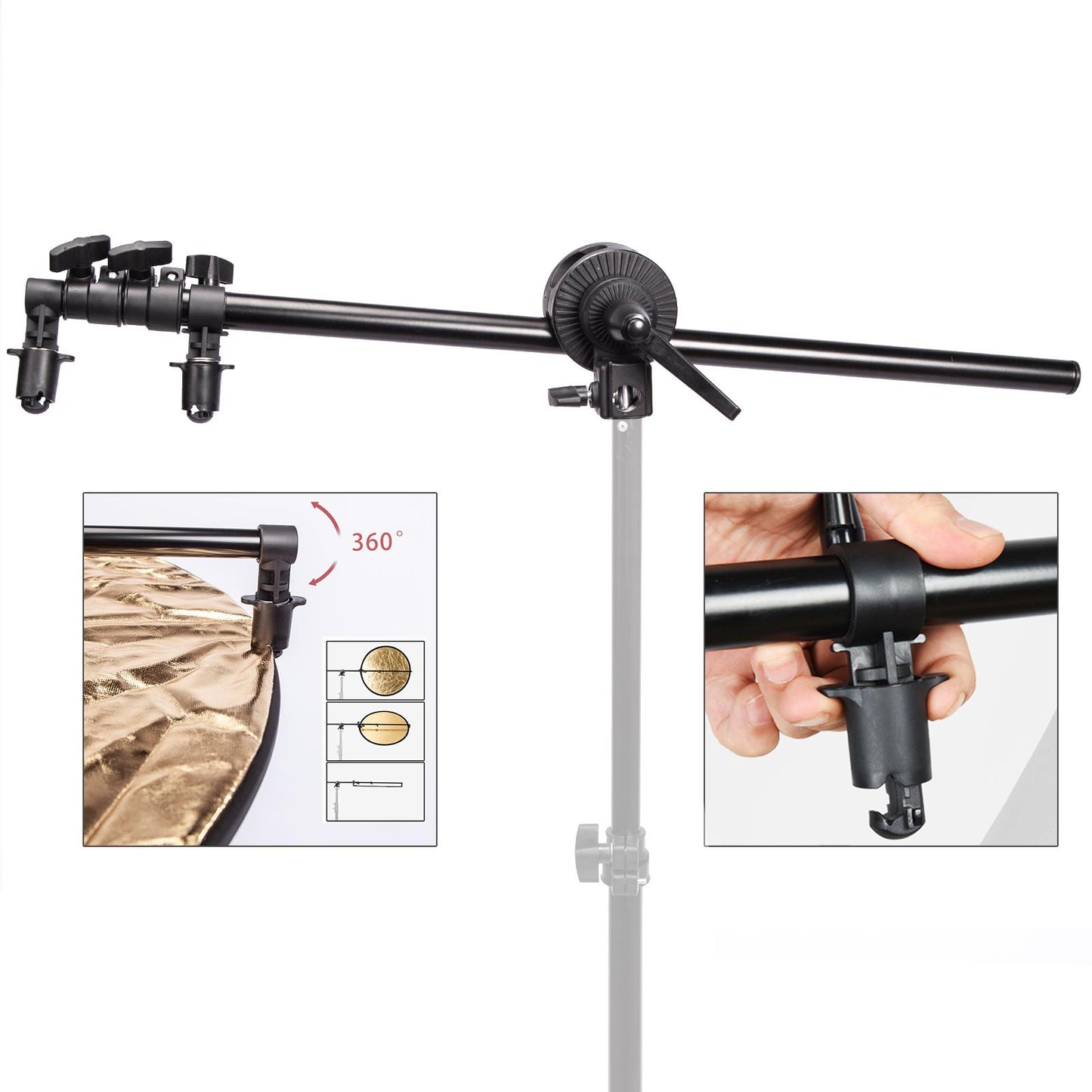 Reflector Boom Arm, Extendable 65cm-174cm with Light Stand Clamp