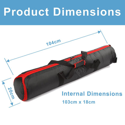 BOLLUMA 104cm Tripod Carrying Case, Heavy Duty Water-Repellent Bag with Handles and 3 Compartments, Full Length Zipper Closure, Padded Storage Bag for Light Stand, Mic Stand, Monopod, Telescope