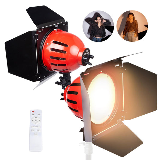 BOLLUMA Bi-color LED Video Studio Red Head Spotlight with Remote Control, 50W 3000K-6000K Dimmable Continuous LED Video Light, Fill Light for Portrait Photography Film Shooting