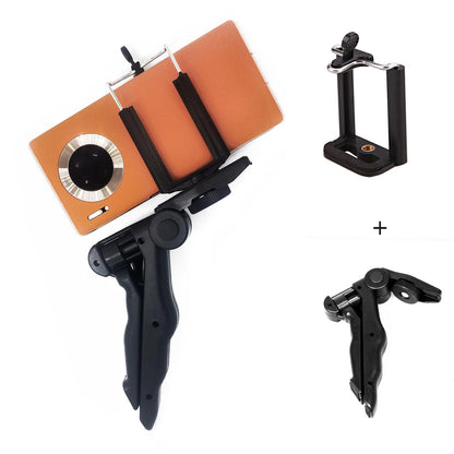 4 in 1 Lightweight Mini Hand Held Stabilizer Pistol Grip vlog Tripod with Mobile Phone Clip Holder, Compatible with iPhone, Gopro Hero, Camera, ActionCam etc