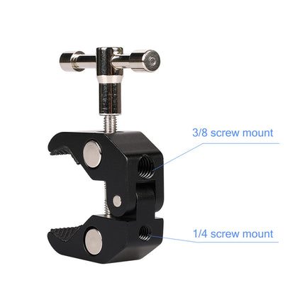 Clamp Mount with Super Clamp and 360 Degree Rotating Mini Ball Head, Cool Ballhead Arm Super Clamp Mount Multi-Function Double Ball Adapter with Bottom Clamp