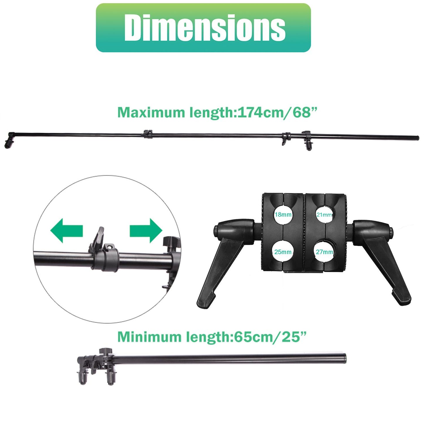 174cm Reflector Holder Boom & Dual Clamp