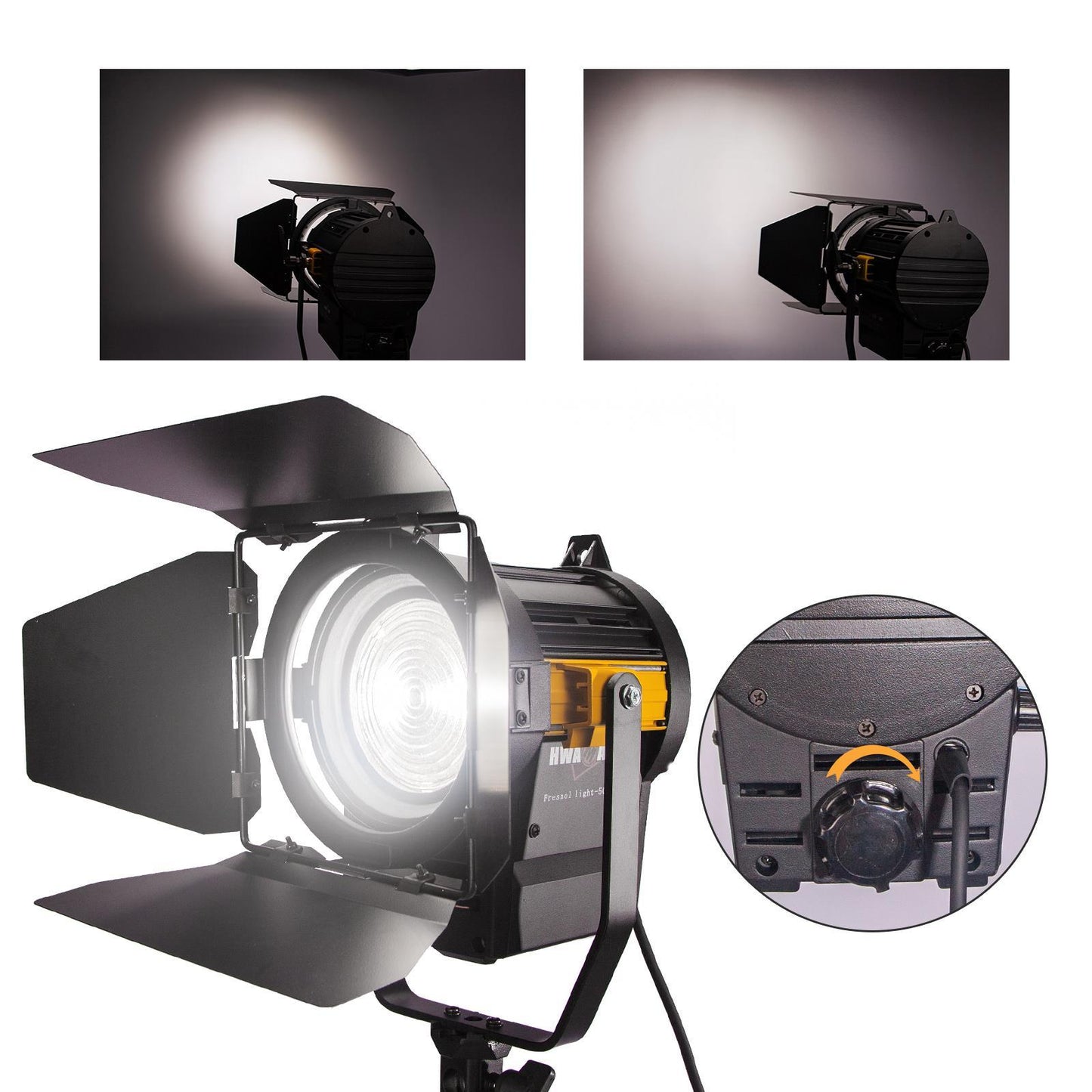 3x 50W LED Fresnel Spotlight with Stands and Fly Case