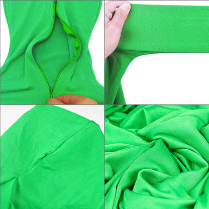 Chromakey Greenscreen Full Bodysuit + Mask + 2pcs Gloves