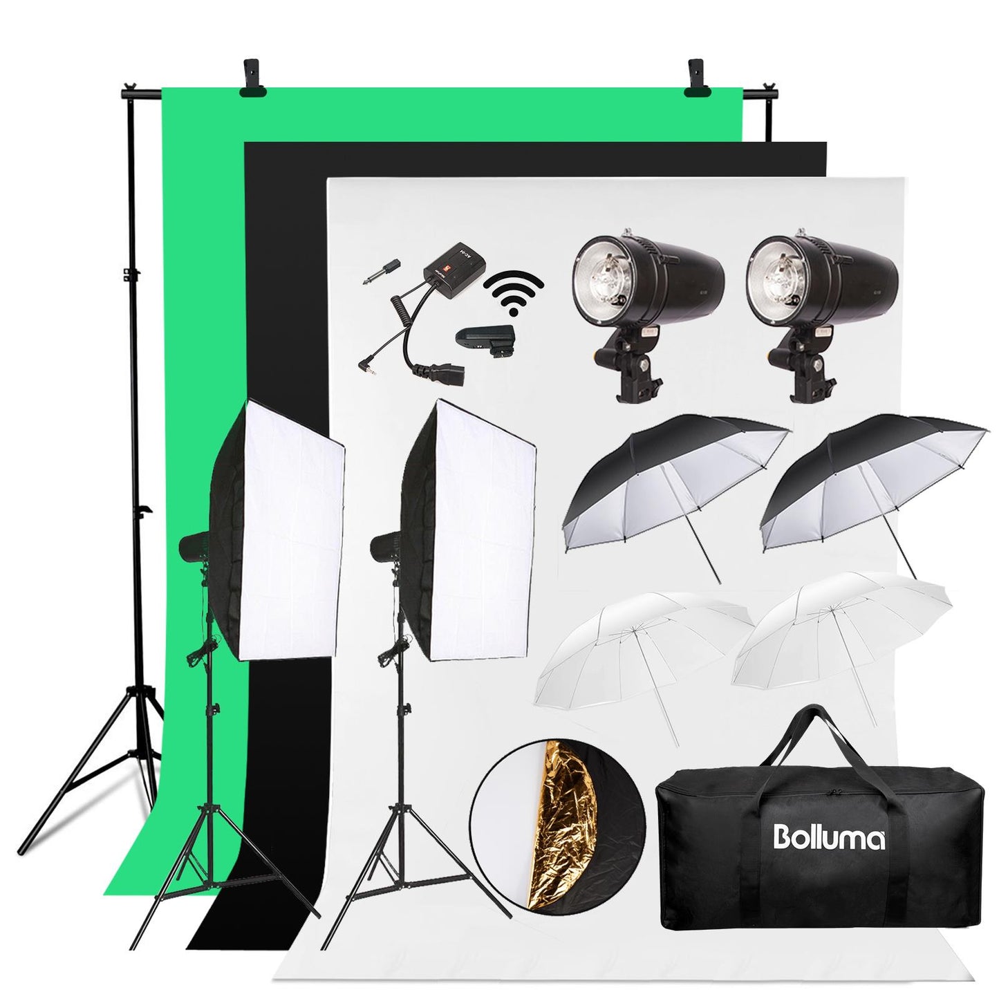 Flash Strobe x2 Softbox Backdrop Kit