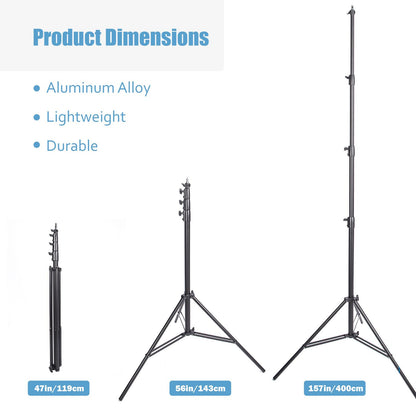 13ft 4M Heavy Duty Light Stand with Pulleys and Carry Bag, Air Cushioned Tripod Stand, Photography Wheeled Stand for Photo Studio Monolight, Softbox and Other Photographic Equipment, 2 Sets